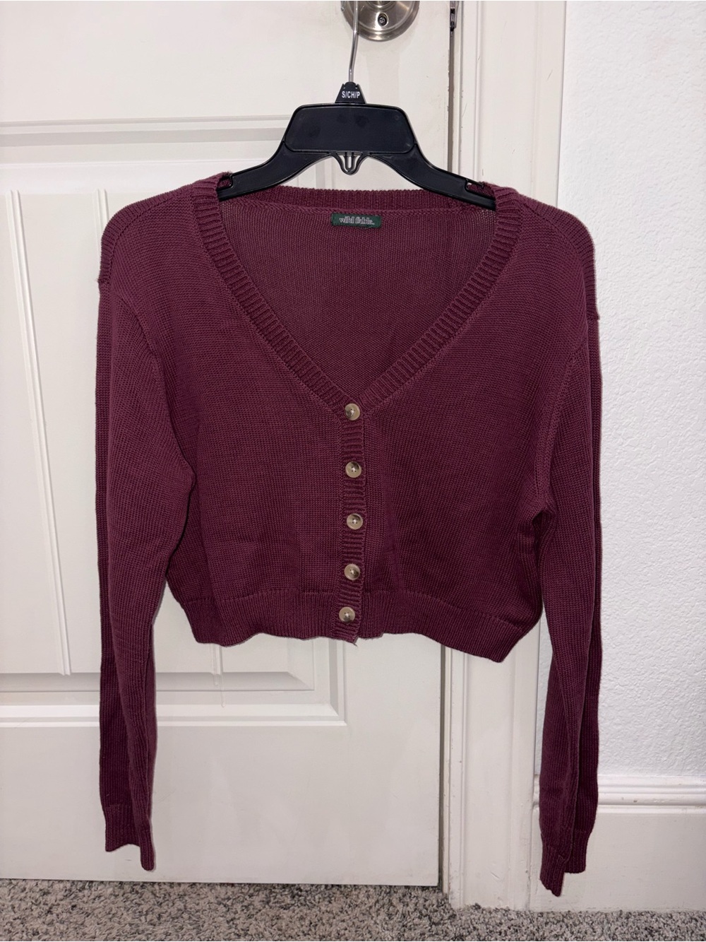 Target Burgundy Button-Front Cropped Cardigan